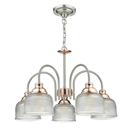 Wharfdale 5 Light Pendant Detail Glass Shades - London Lighting - 1