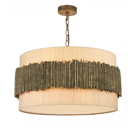 Willow Pendant With Taupe Silk Shade (other shade colours available) - ID 5640