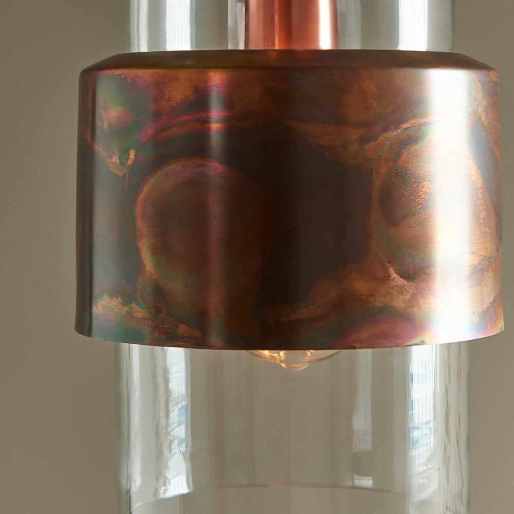 Copper Patina & Clear Glass Single Pendant - ID 11108