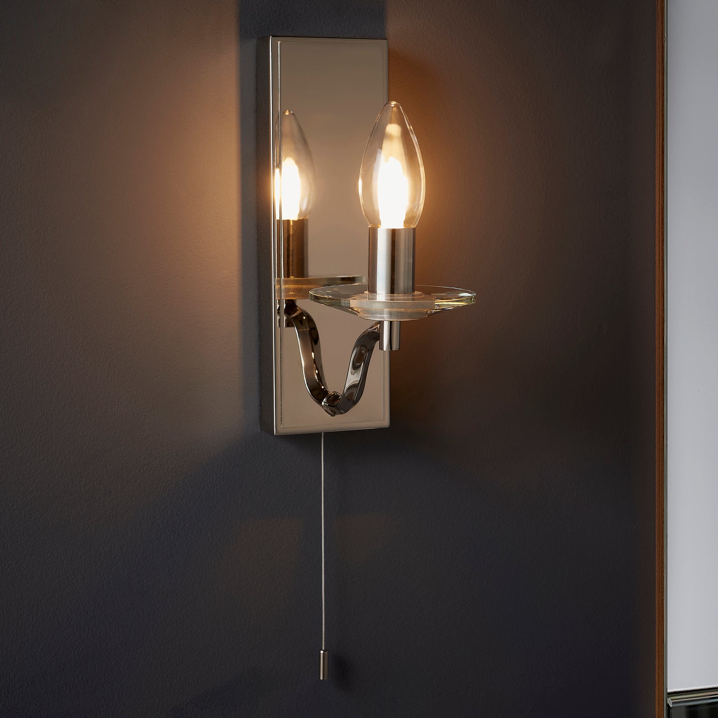 Timeless Polished Nickel & Crystal Bathroom Wall Light - ID 11680