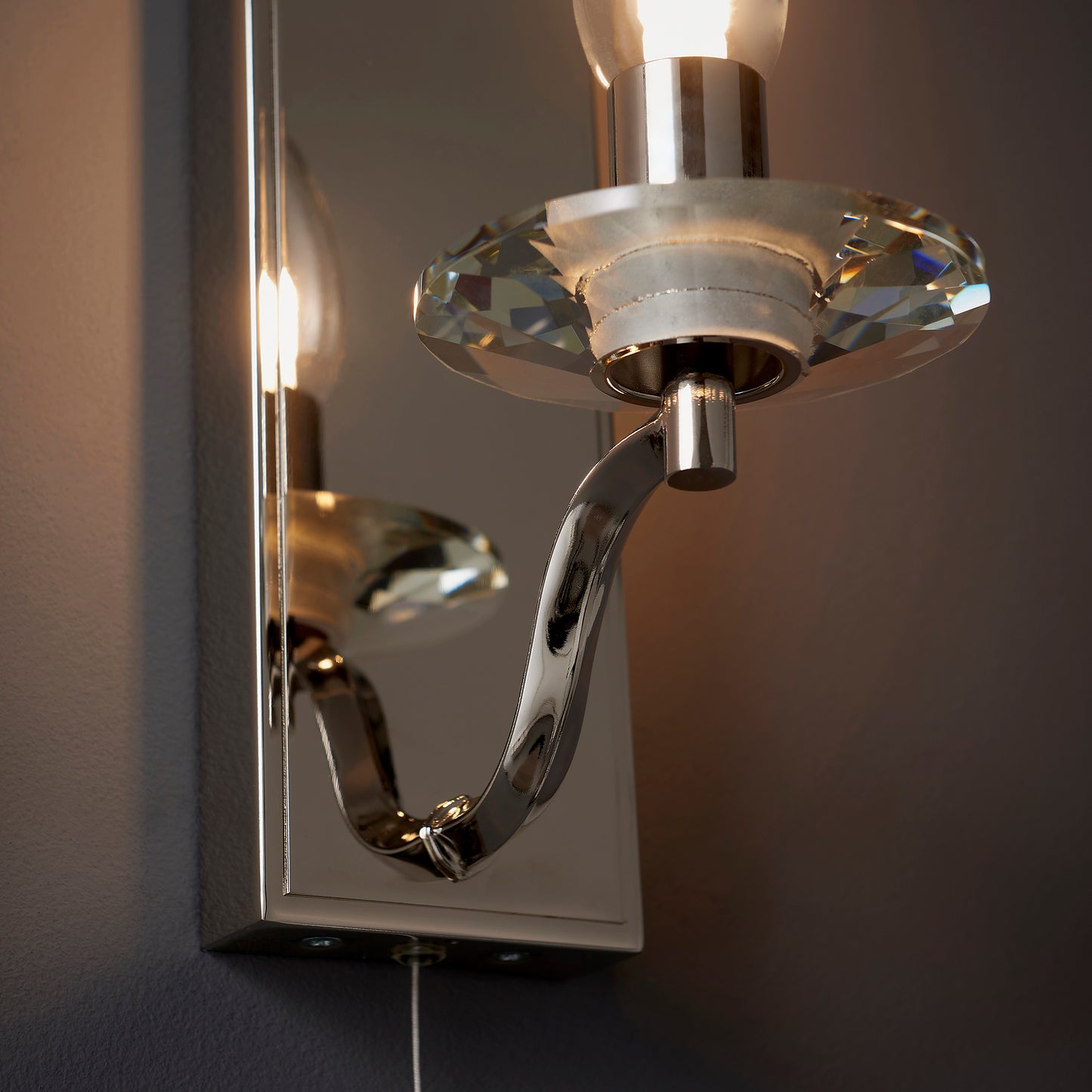 Timeless Polished Nickel & Crystal Bathroom Wall Light - ID 11680