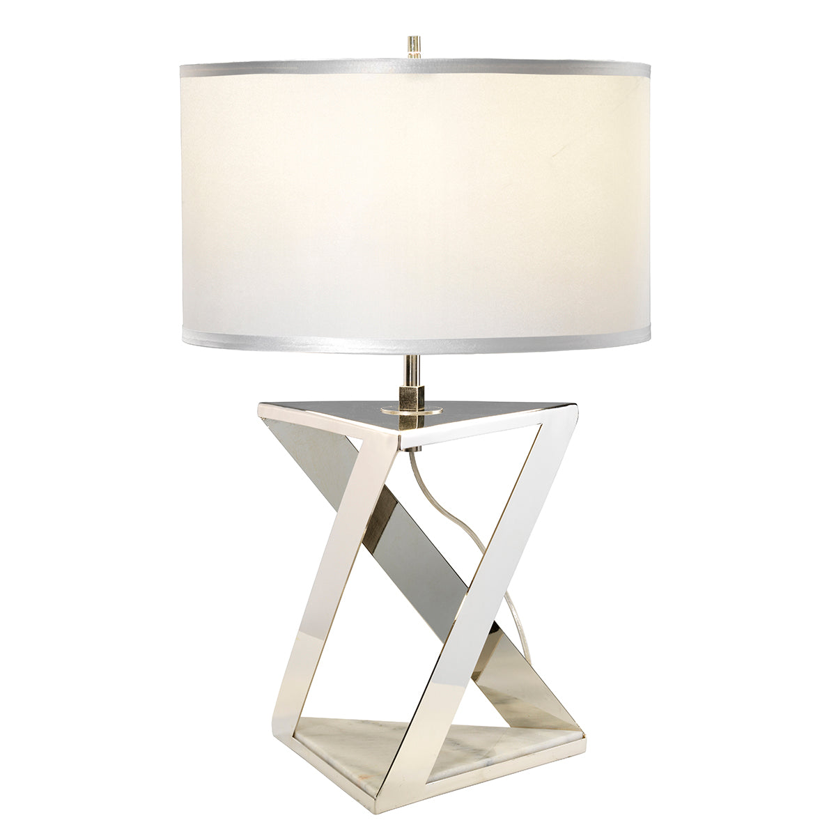 Polished Nickel Table Lamp With White Marble Base - ID 9392