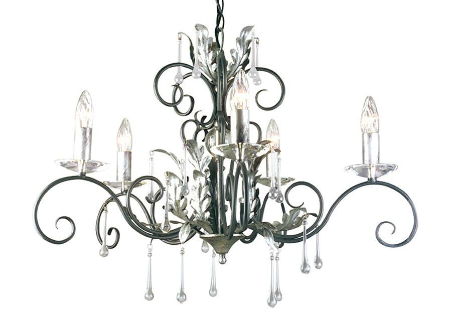 Stanton Black Silver 5 Arm Chandelier ID 7036