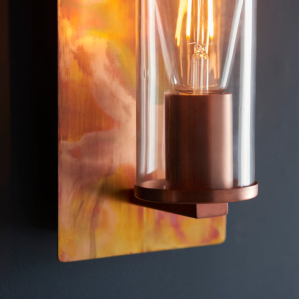 Copper Patina & Clear Glass Wall Light - ID 11111