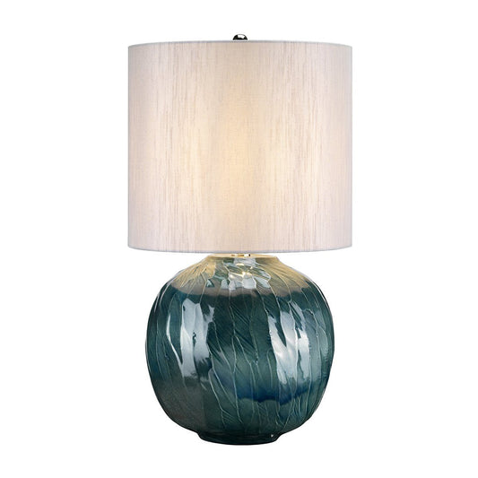 Brixton Globe Blue Table Lamp c/w Shade - ID 8356