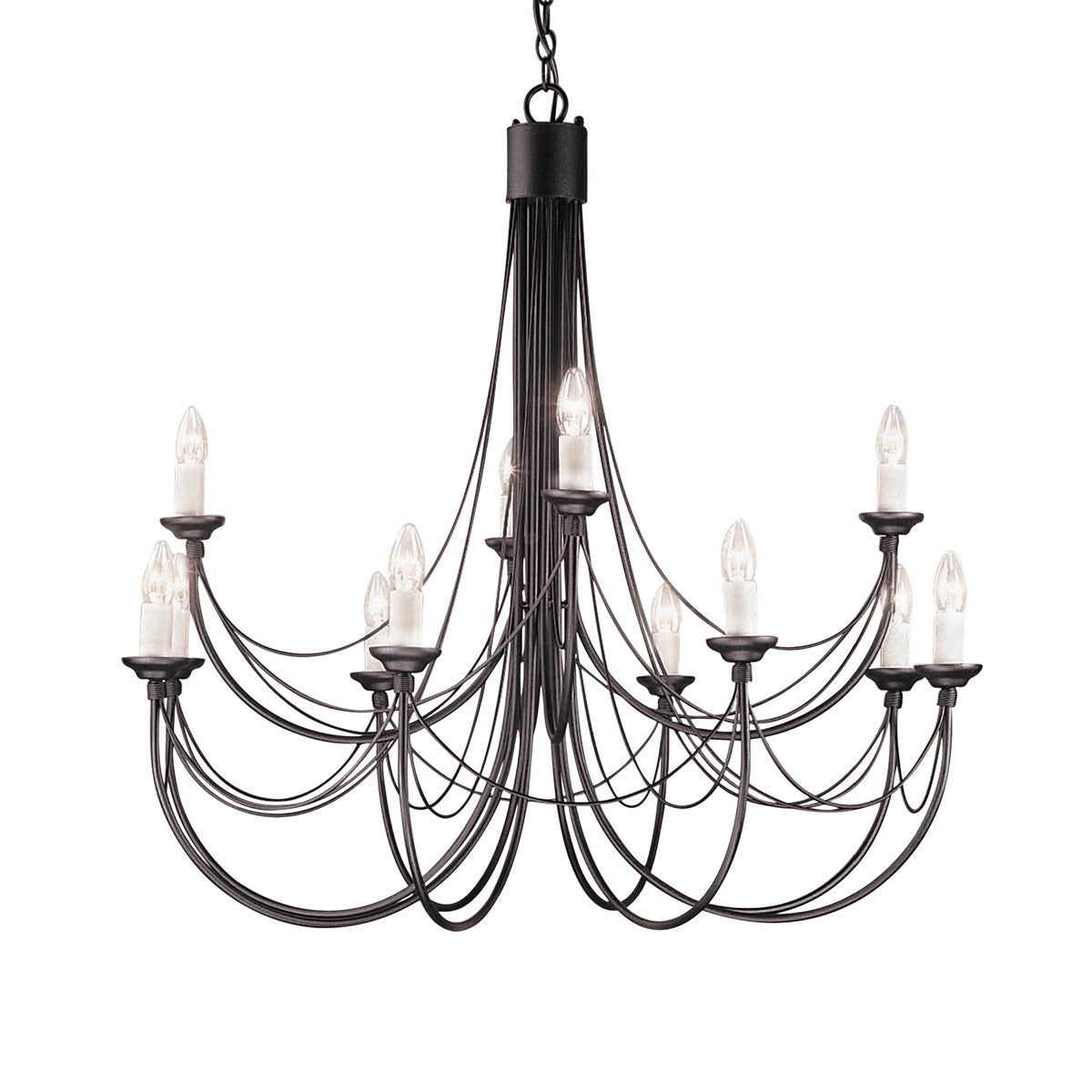 Carisbrooke 12 Arm Chandelier Black - London Lighting - 1