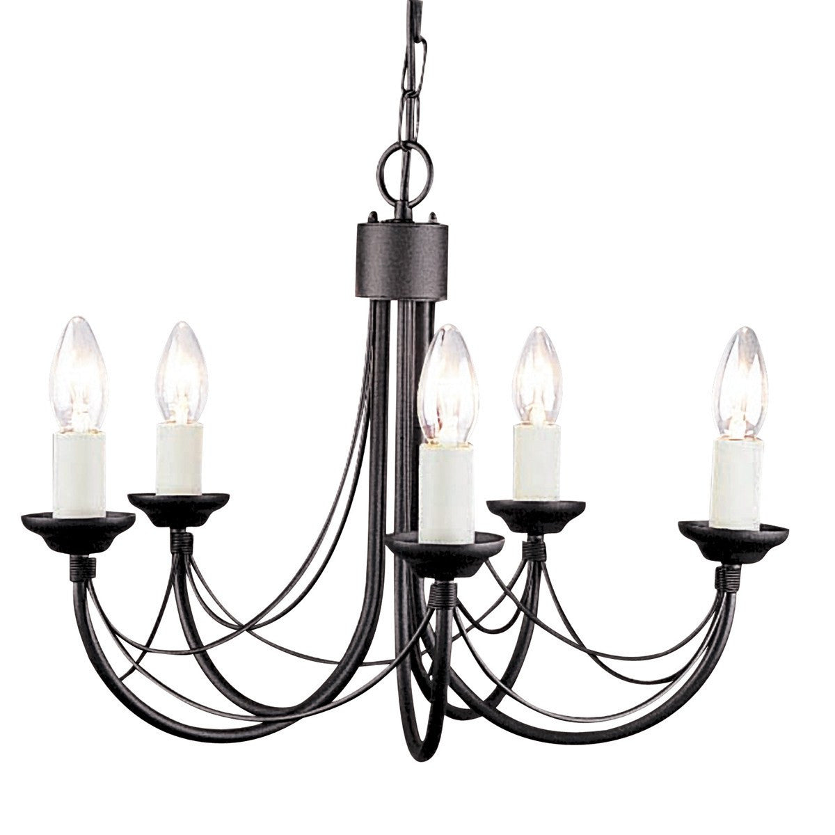 Carisbrooke 5 Arm Chandelier Black - London Lighting - 1