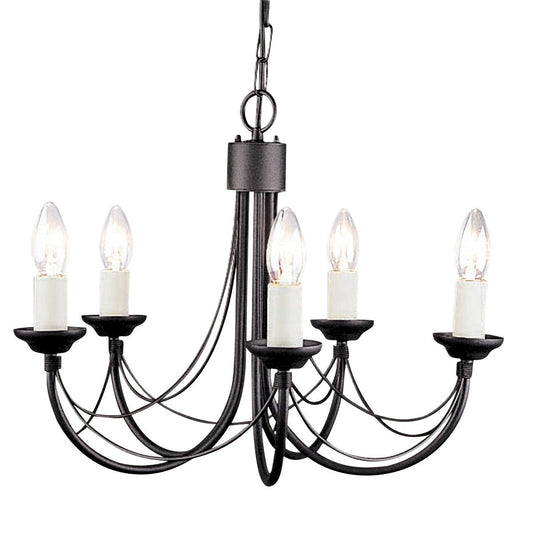 Carisbrooke 5 Arm Chandelier Black - London Lighting - 1