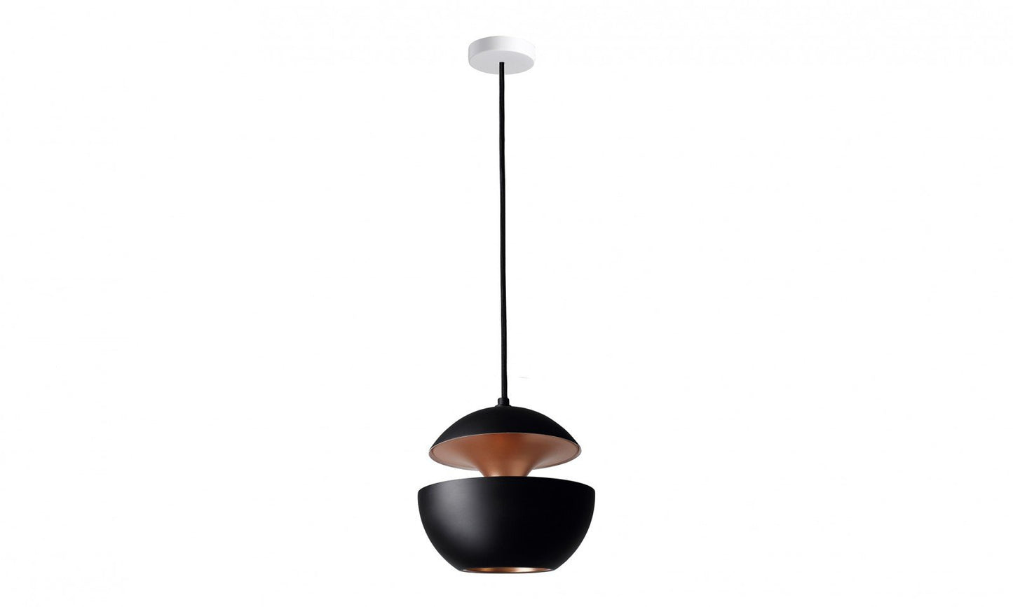 17.5cm Aluminium Globe Pendant In Black & Copper - ID 7977