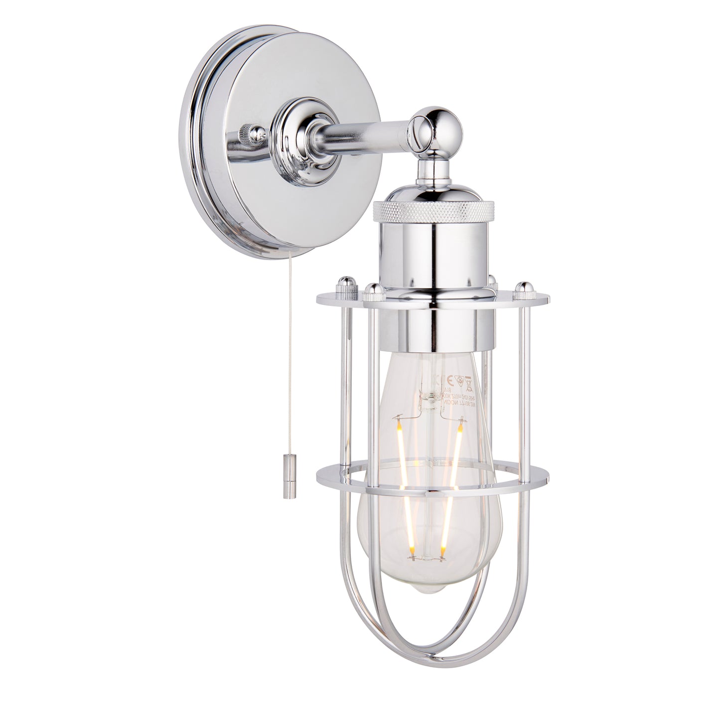 Industrial Caged Chrome Bathroom Wall Light - ID 11664