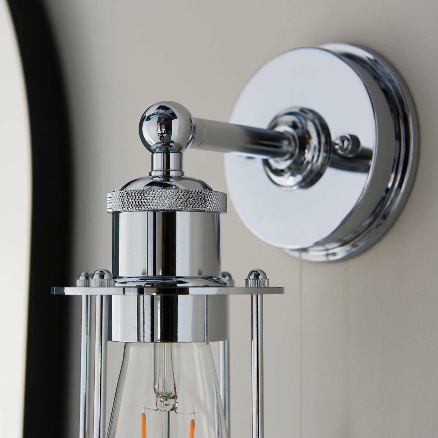 Industrial Caged Chrome Bathroom Wall Light - ID 11664