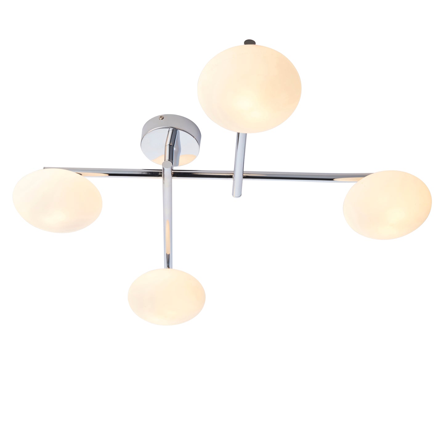 Polished Chrome & Opal Glass IP44 Semi-Flush Ceiling Light - ID 11539