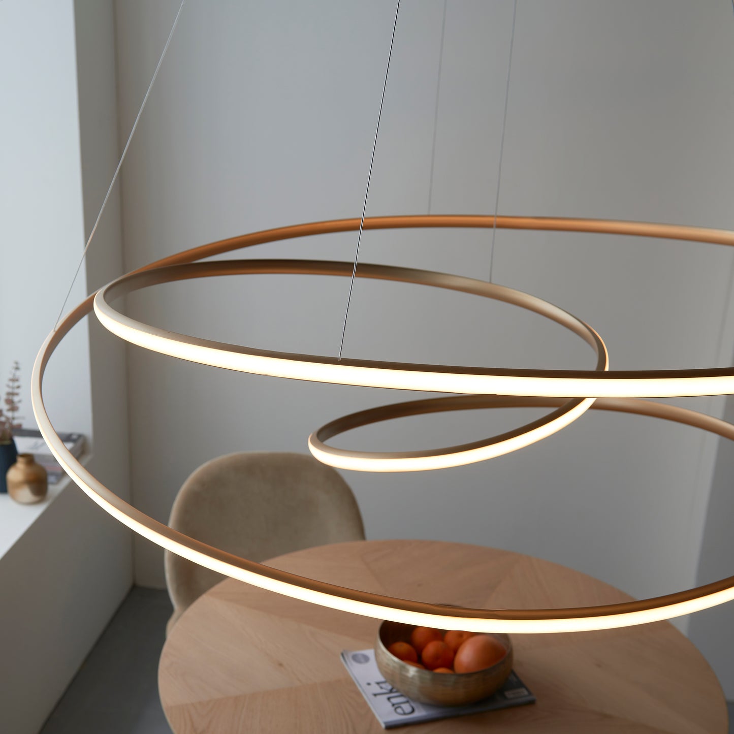 Satin Gold Extra Large LED Loop Pendant ID 11654