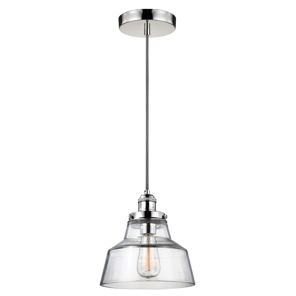 Baskin One Light Polished Nickel Small Pendant Light