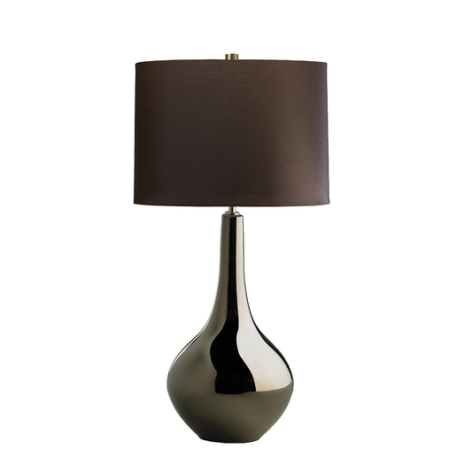 Metallic Glaze Ceramic Table Lamp With Brown Shade - ID 8372