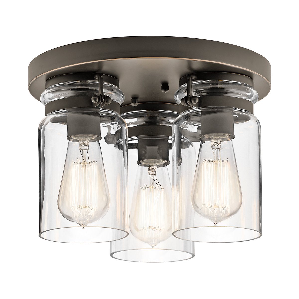 Brinley Three Light Olde Bronze Flush Mount Ceiling Light