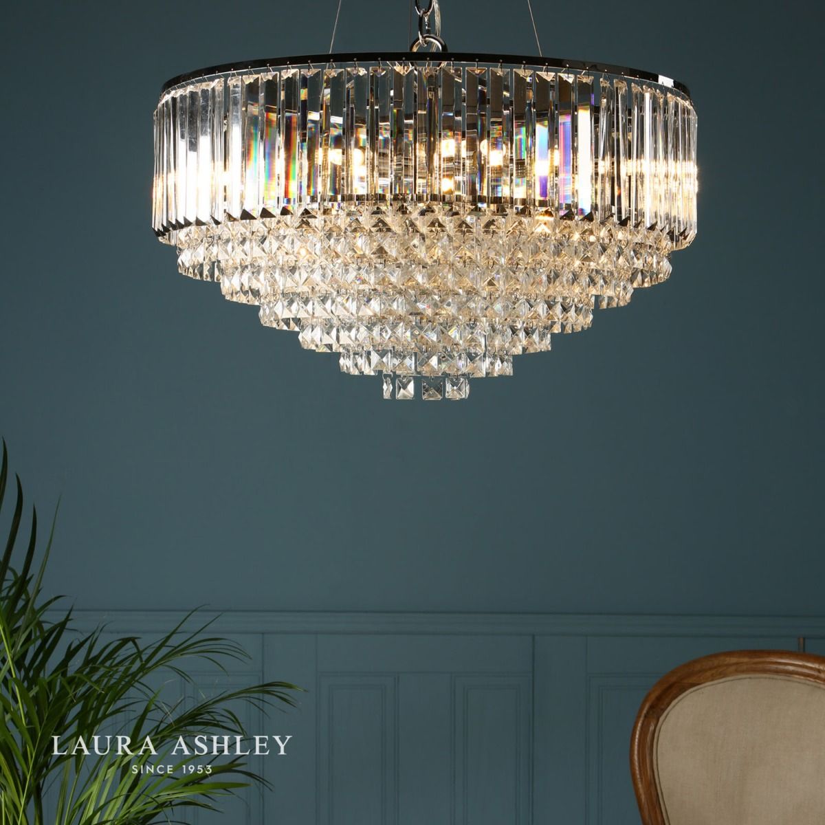 Laura Ashley Polished Chrome Crystal Chandelier (Large) - ID 12156