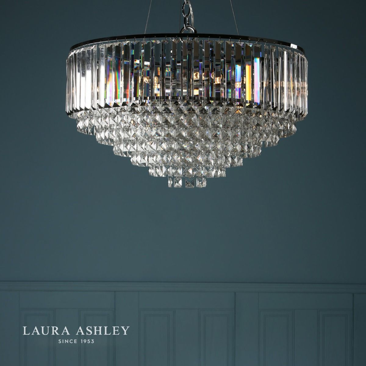 Laura Ashley Polished Chrome Crystal Chandelier (Large) - ID 12156