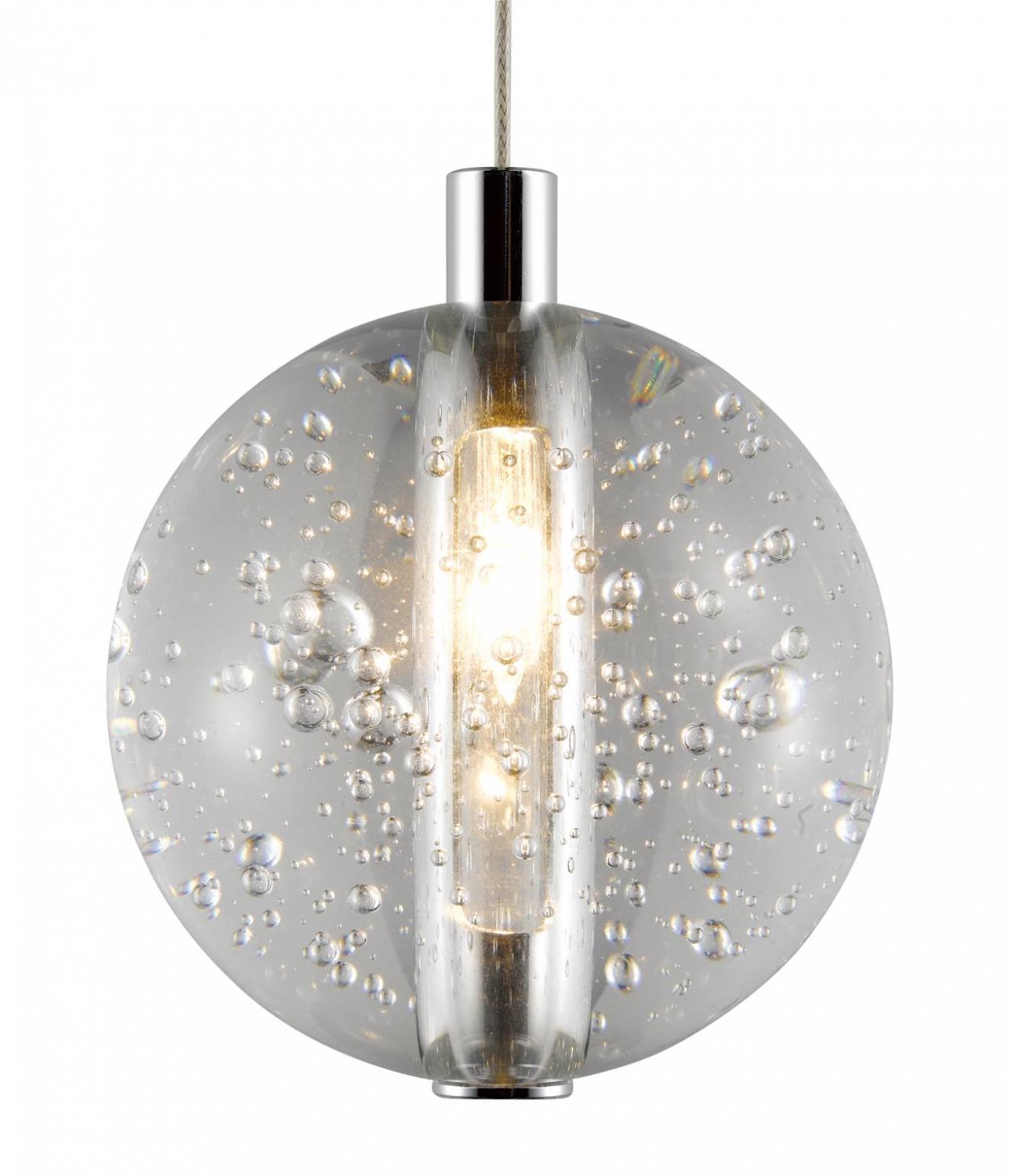Bubbled Glass 3 Lamp LED Linear Bar Pendant - ID 7812