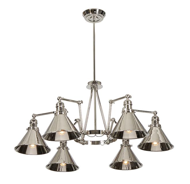 Provence Six Light Polished Nickel Chandelier