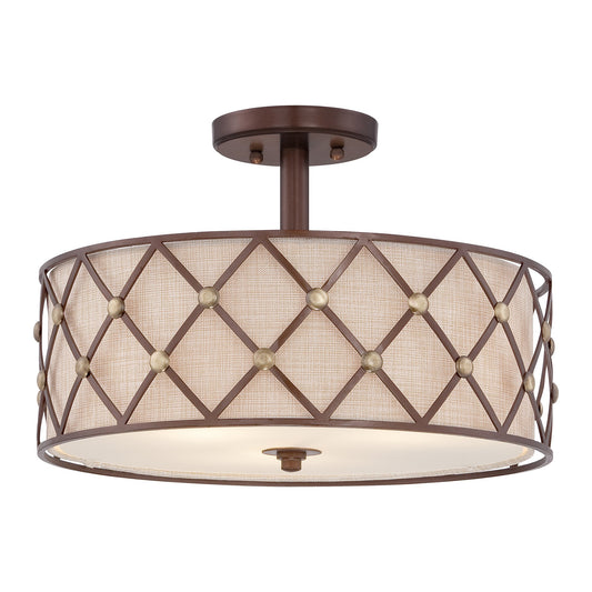 Quoizel Brown Lattice Semi-Flush Light - London Lighting - 1