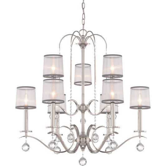 Whitney Nine Light Imperial Silver Two Tier Chandelier