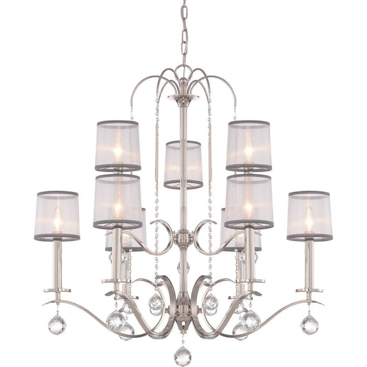 Whitney Nine Light Imperial Silver Two Tier Chandelier
