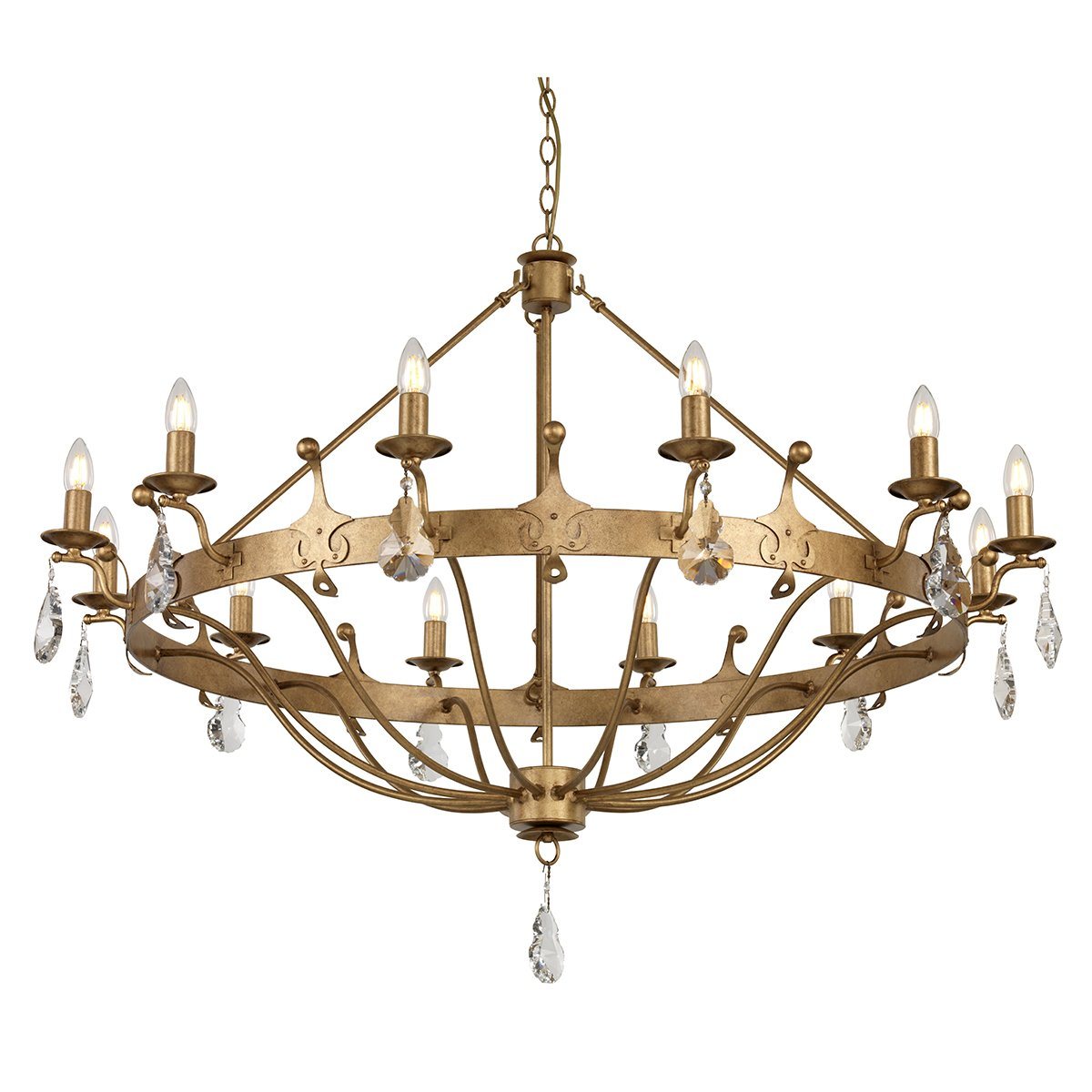 Windsor Twelve Light Gold Patina Chandelier