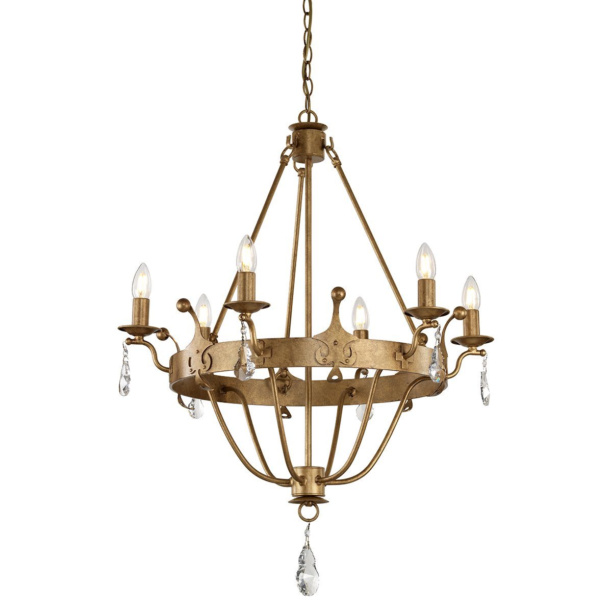 Windsor Six Light Gold Patina Chandelier