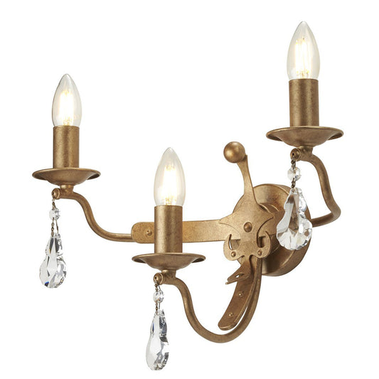 Windsor Three Light Gold Patina Wall Light